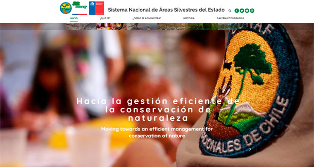 El sitio web www.parquesnacionales.cl que reúne toda la información del Sistema Nacional de Áreas Silvestres Protegidas del Estado.